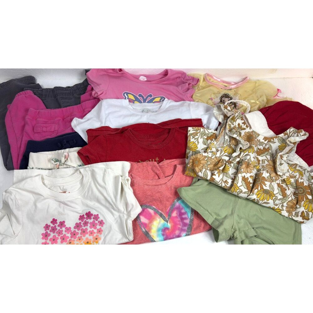Girls Clothing Bundle Lot Size 5/6 Disney Gymboree Pants Shirts Shorts 14 Pieces